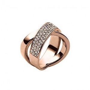 Michael Kors Criss Cross Ring Rose Gold Tone size 7 engraved logo